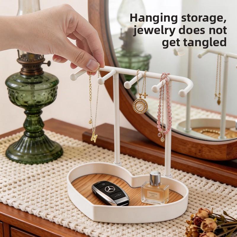 Simple Jewelry Box for Displaying Necklaces, Bracelets, Earrings and Rings. Hanging Rack for Organizing and Storing Jewelry on The Desktop.