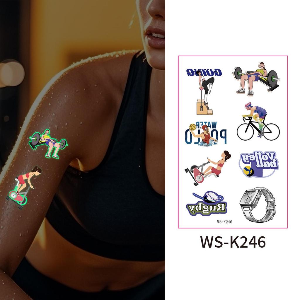 Luminous Waterproof Sport Tattoo Stickers for Night Workouts – Temporary Glow Arm & Face Stickers