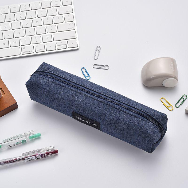 Canvas Pencil Case, Solid Color, Large Capacity Stationery Box, Pencil Storage and Document Bag