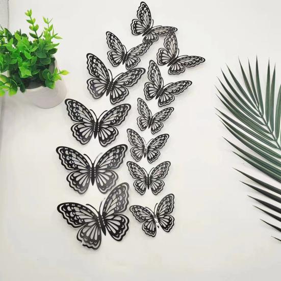 12 Pcs 3D Butterfly Wall Decor 3 Sizes Butterfly Wall Decals for Room Wall Decor Self-Adhesive Removable Stickers for Party