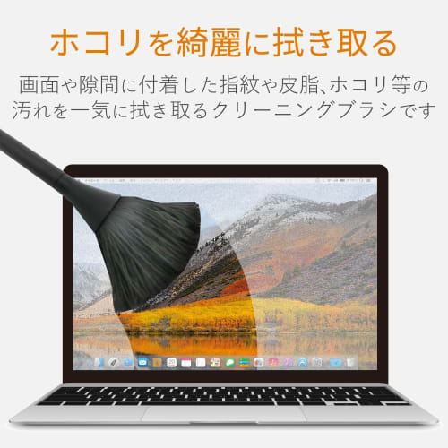 ELECOM Cleaner Brush, Static Elimination Brush, Antistatic Fiber, Rotating Type, Hair Type, 2WAY, Comes with Gap Brush, Washable, Dust Removal, Black