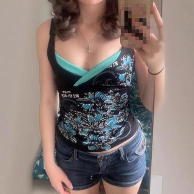 גופיית טנק אלגנטית לקיץ לנשים, מודפסת פרחים, ללא שרוולים, בסגנון אירופאי ואמריקאי