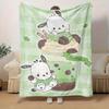 1pc, Sanrio Cute Pochacco Matcha Dessert Home Decor Blanket, Perfect Gift for Bedroom, Living Room, Travel, Camping, Car, Beach & Office Naps. Soft Fl
