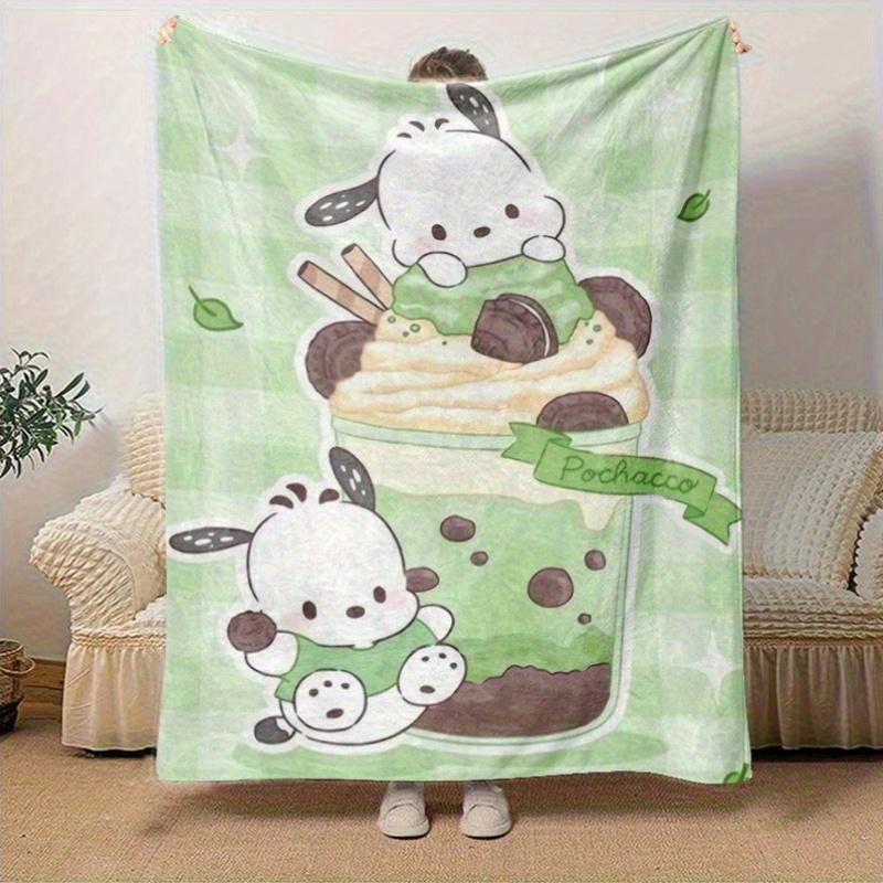 1pc, Sanrio Cute Pochacco Matcha Dessert Home Decor Blanket, Perfect Gift for Bedroom, Living Room, Travel, Camping, Car, Beach & Office Naps. Soft Fl