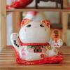 Japanese 6 inch Maneki Neko Ceramic Lucky Cat Home Decoration Desktop Ornament Fortune Cat Money Box Fengshui Craft Gifts