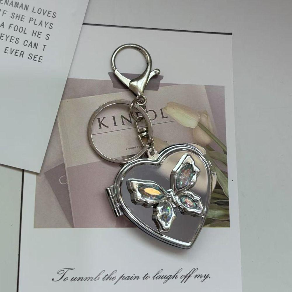 Heart Shape Love Mirror Pendant Korean Cosmetic Mirror Key Chain  Cute Accessory