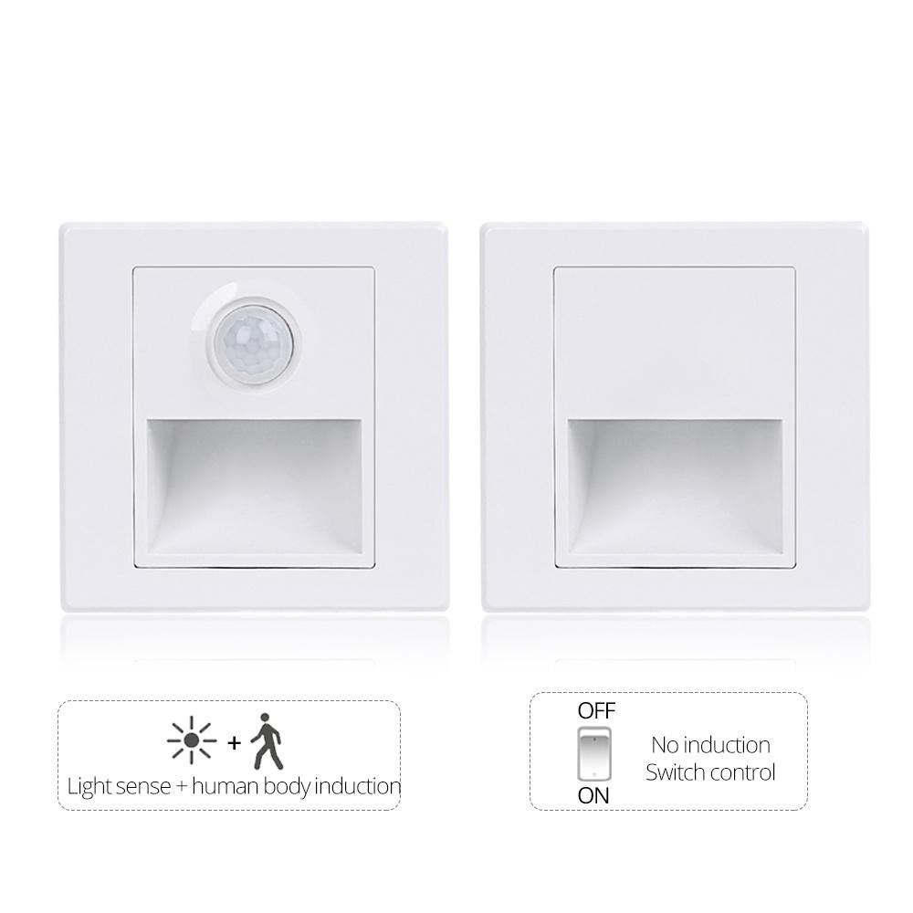 Recessed LED Stair Light 100-265V LED Wall Light In Step Lamp With PIR Motion Sensor Stairway Corridor Sconce Lighting Footlight