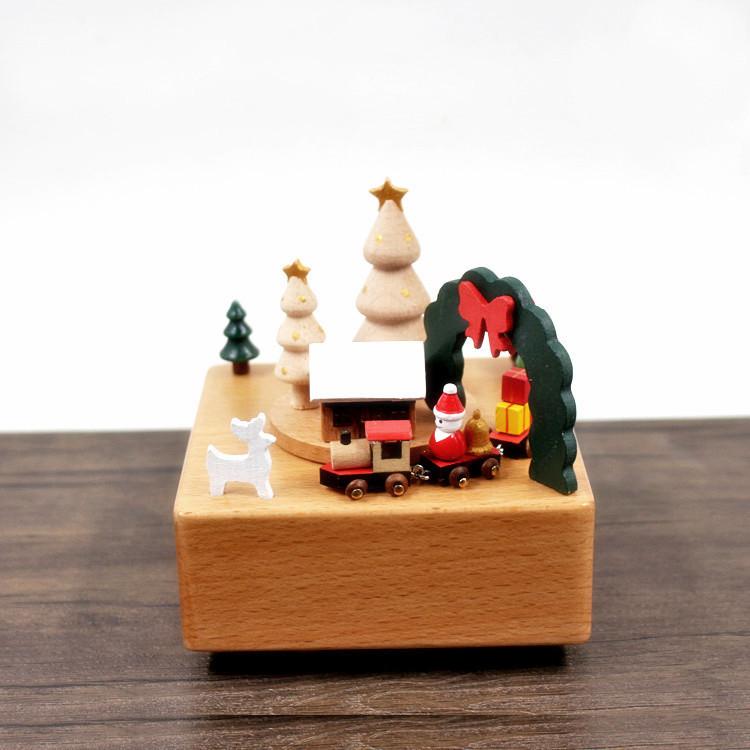 

Christmas Music Boxes Creative Wooden Music Box Desktop Decorative Ornaments Interior Christmas Tree Decoration Small Ornament