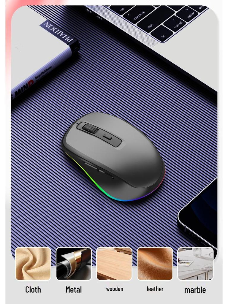M106 USB-C Wireless RGB Mouse, Dual Mode & Rechargeable for Desktop, Laptop, and Tablet