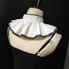 Women Elegant Black Trimmed Layered Detachable Fake Collar Neckpiece Wrist Cuffs False Sleeve for Daily or Formal Outfit