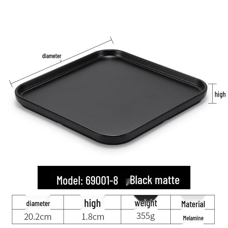 Black Melamine Japanese Sushi Tray - Long Shallow Plate for BBQ & Food Arrangement
