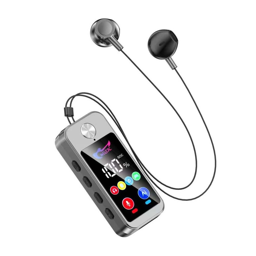 Card Insertion Lavalier Bluetooth Earphones LED Screen Wireless Headphones Support SD Card