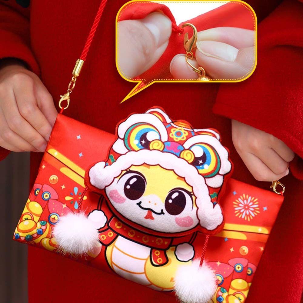 Plush New Year Lucky Money Bag Chinese Style Crossbody Bag Shoulder Pouch Spring Festival Supplies