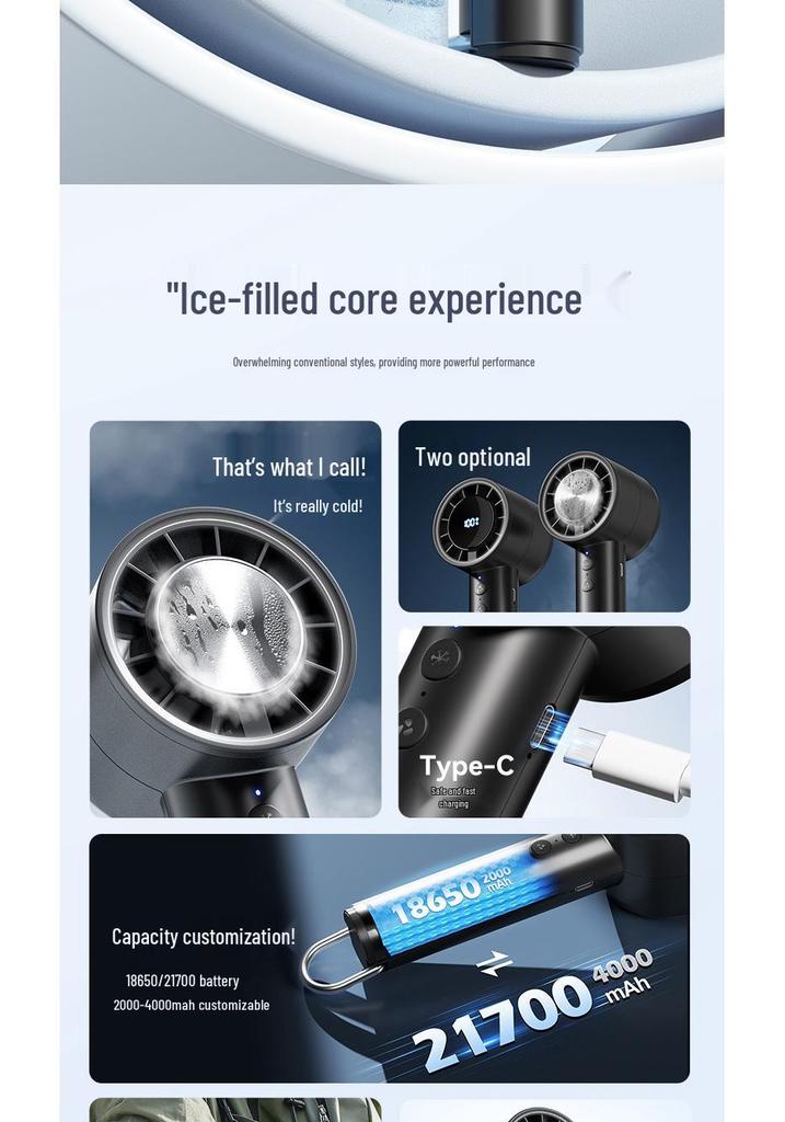2026 Portable Handheld Fan with Adjustable Speed and Ice Pack Cooling