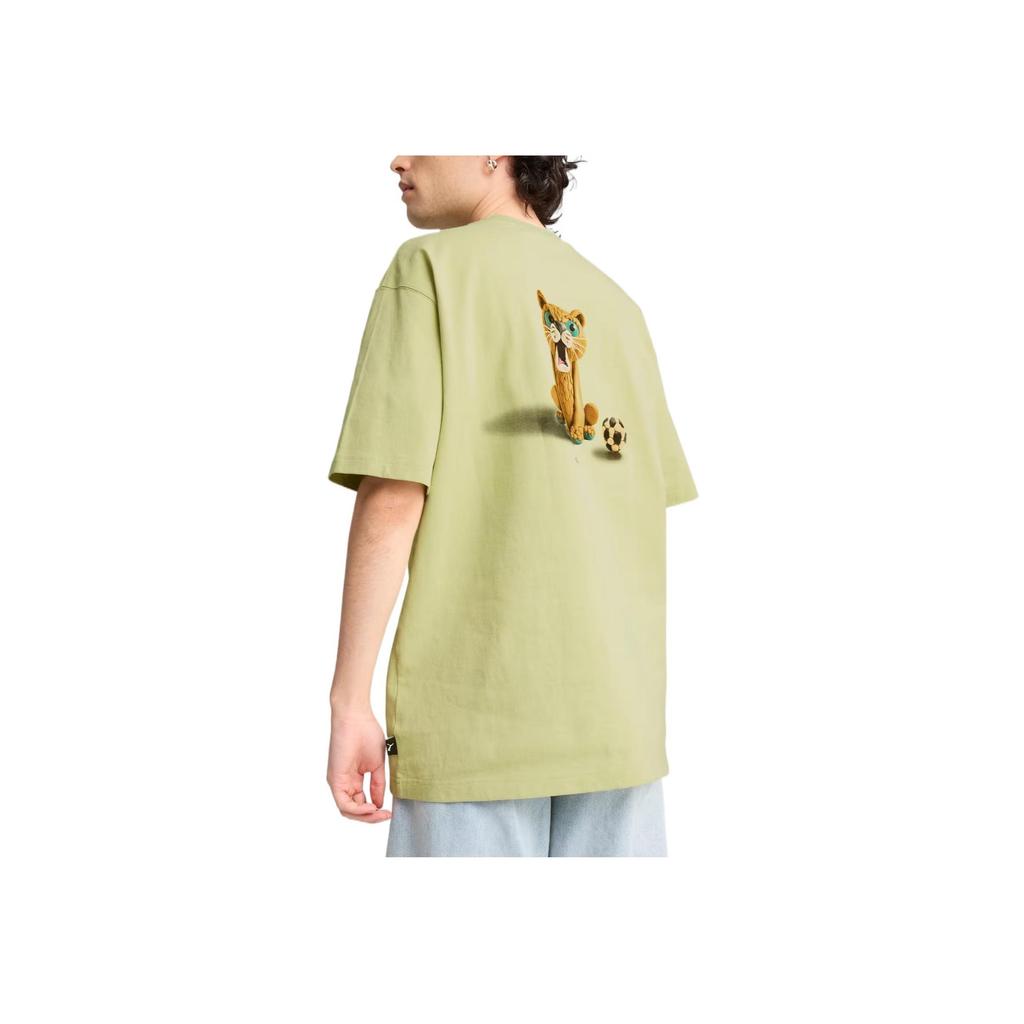 Puma Graphics Comfortable Soft Versatile Logo Cartoon Anime Simple Skin-Friendly Short Sleeve T-Shirt Men Tops Green 629411-37