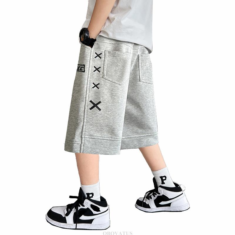 Sommer Capri-Shorts für Jungen Baumwolle Kinder Locker Lässiger Stil Sport-Kurzhose für Teenager-Kind