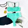 Seksowny komplet bikini typu bandeau push-up solidny kwiatowy nadruk strój kąpielowy damski strój kąpielowy Stroje kąpielowe z wysokim stanem Strój kąpielowy typu String Biquin
