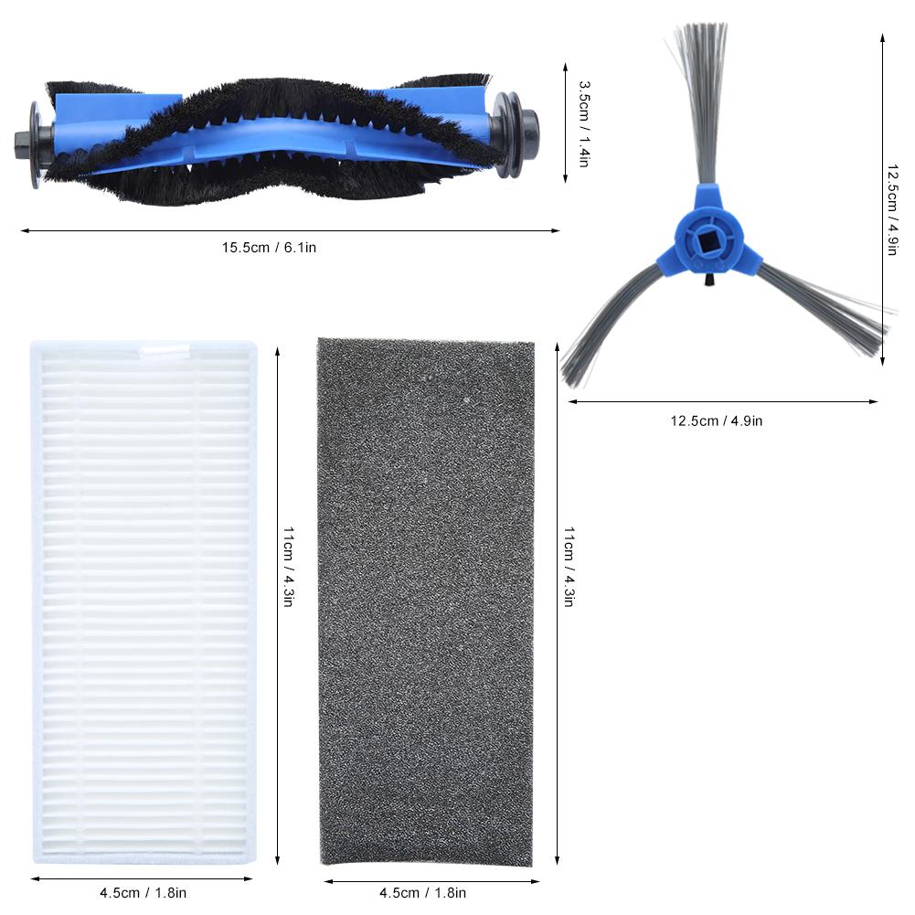 Seitenbürste Filter Hauptbürste Kit Kehrmaschinenzubehör Ersatzteile Passend für 11S RoboVac 15T