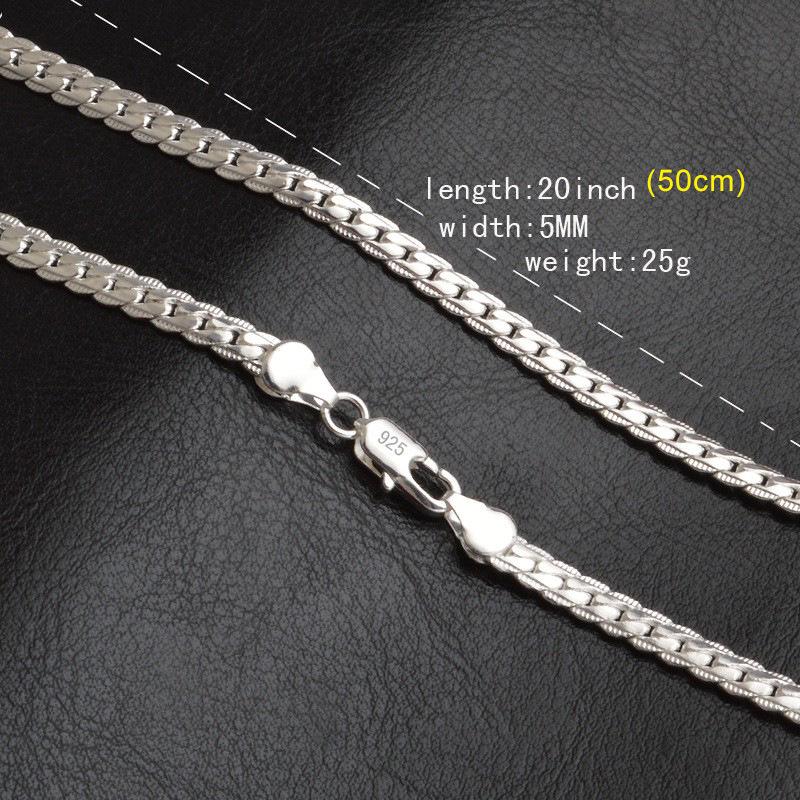 Silver-Plated 5MM Flat Side Chain Necklace - European & American Style