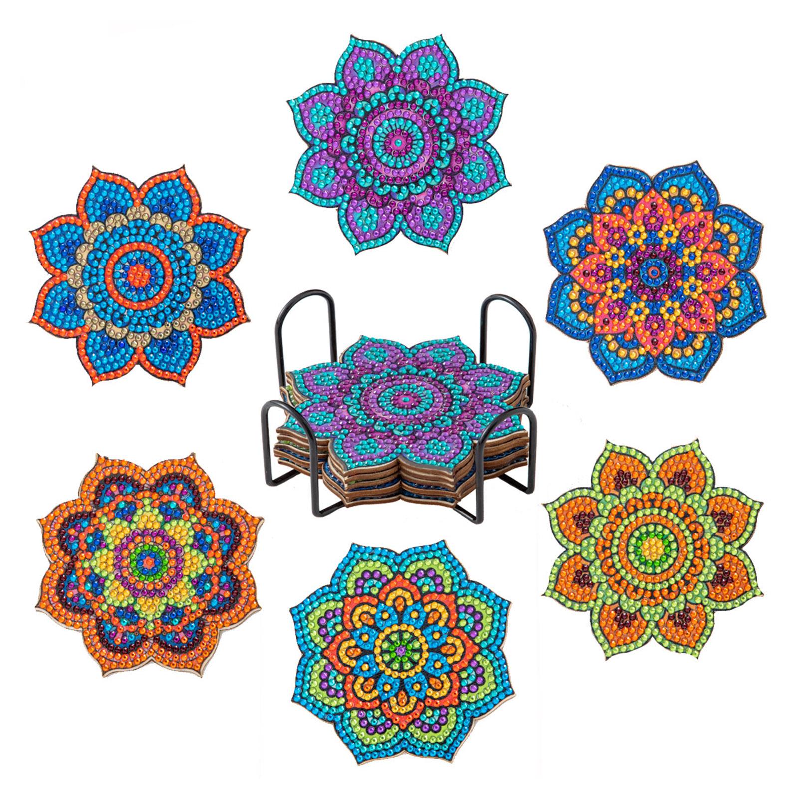 

4/6 шт. Набор подставок с алмазным рисунком и держателем, многоцелевые подставки под кружки, термостойкие подставки под чашки, подставки для украшения стола