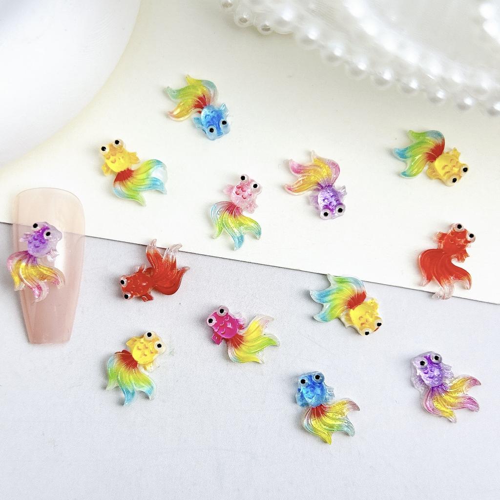 New Gradient Goldfish Nail Art Accessories Lucky Koi Fish Wearable Nail Art DIY Handmade Accessories