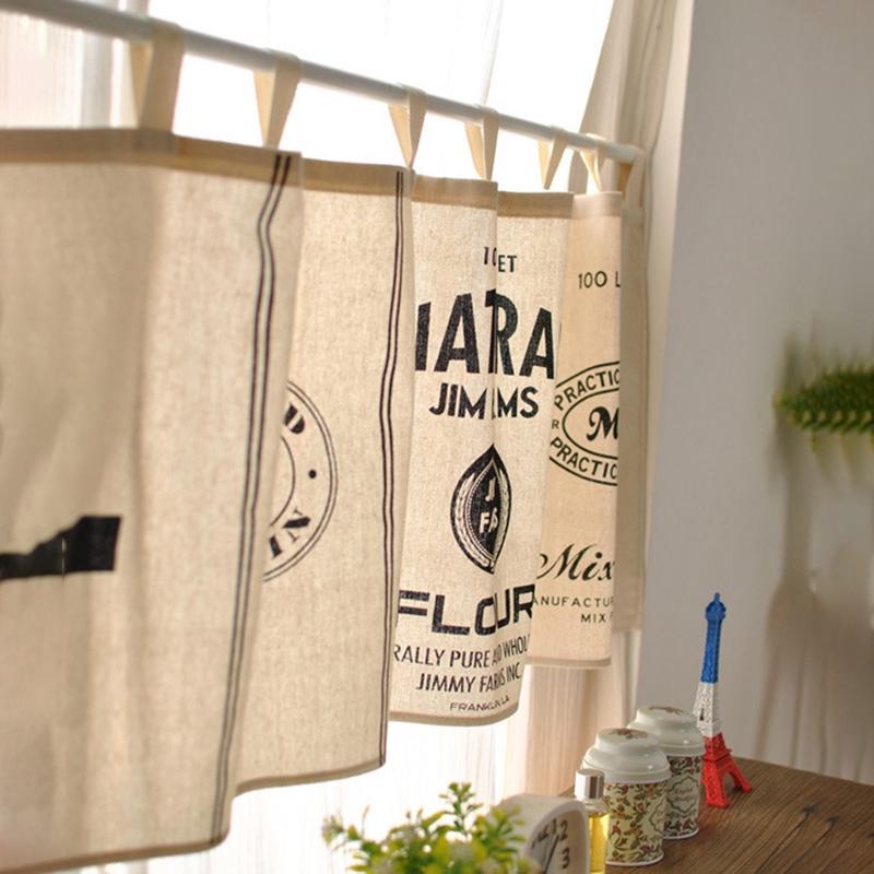 Bavlněný lněný krátký závěs, rustikální zatemňovací poloviční závěs do kuchyňské linky, háčkovaná krajková záclona, ​​úprava oken v ložnici