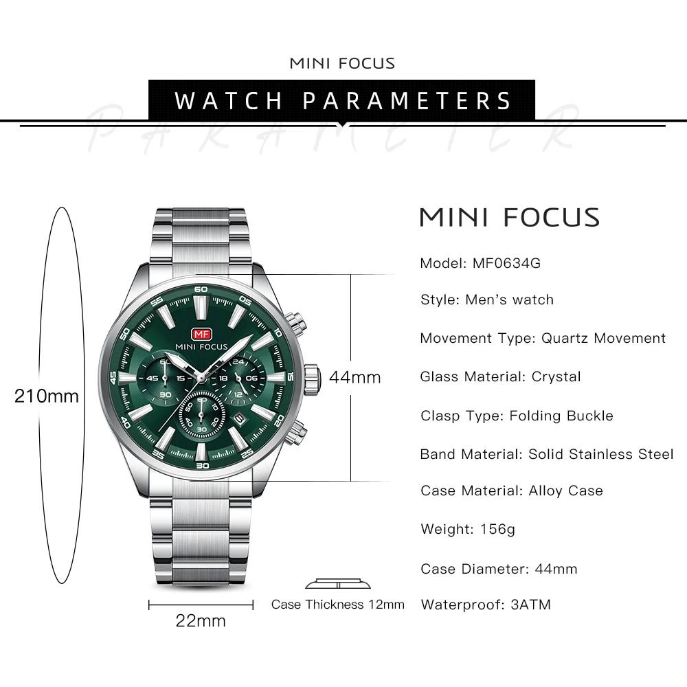Mens Chronograph Watch Waterproof Quartz Wristwatch Steel Band Casual Business Male Clock Night Glow Display