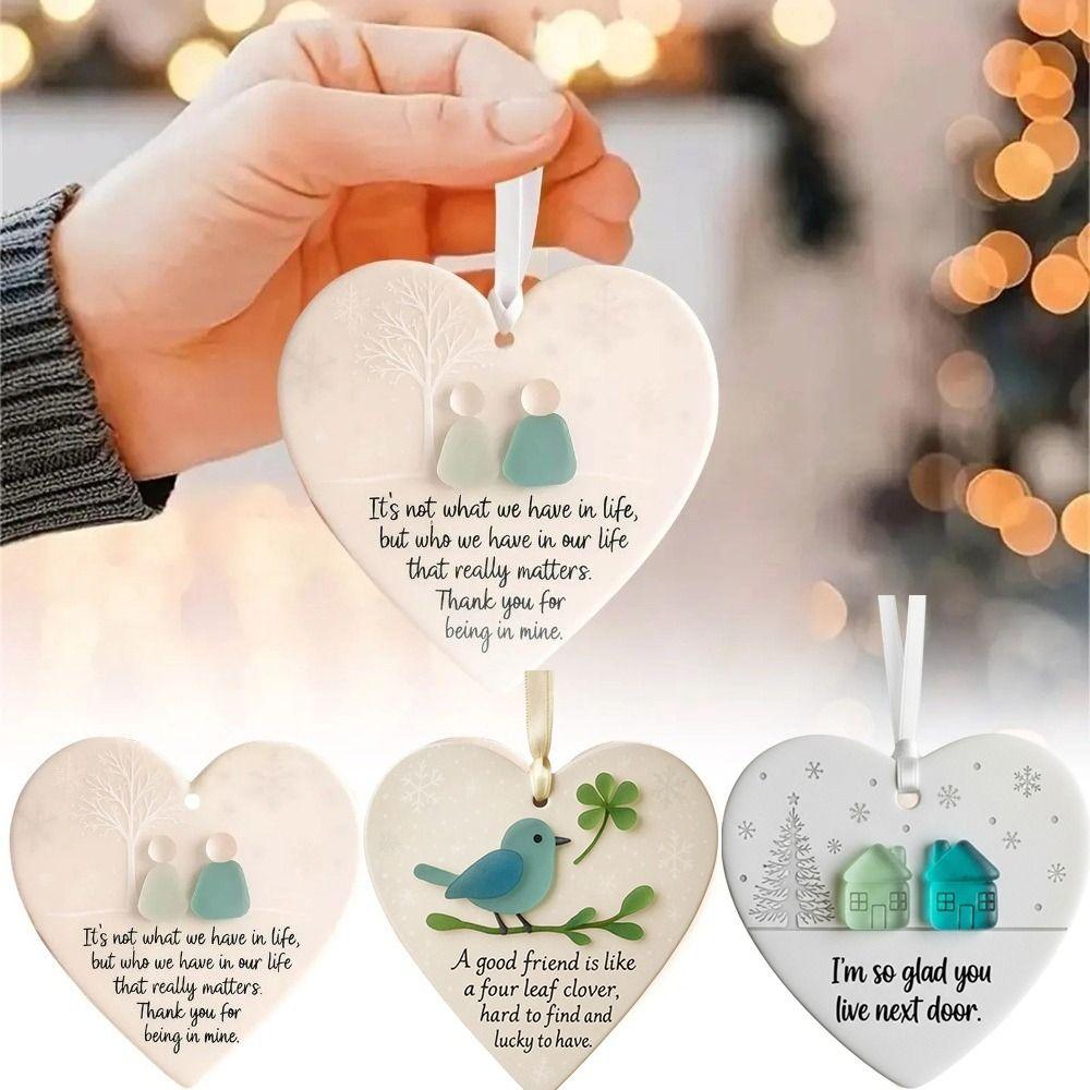 Heart-Shaped Sea Glass Friendship Decor Handmade Craft Christmas Tree Hanging Ornaments Timeless