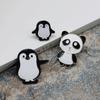 Cross-border Black & White Design: Cute Panda & Silly Penguin Brooch for Denim Jacket