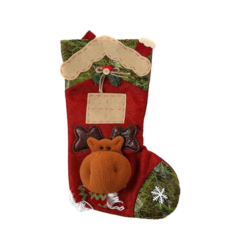 

Oversized Christmas Stocking Gift Bag For Holiday Decorations With Sturdy Linen Fabric And Cartoon Design