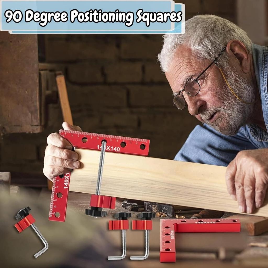 2 Set Woodworking Corner Clamps Right Angle Ruler 90 Degree L-shaped Auxiliary Square Aluminium Positioning Plates Fixing with Precise Angles