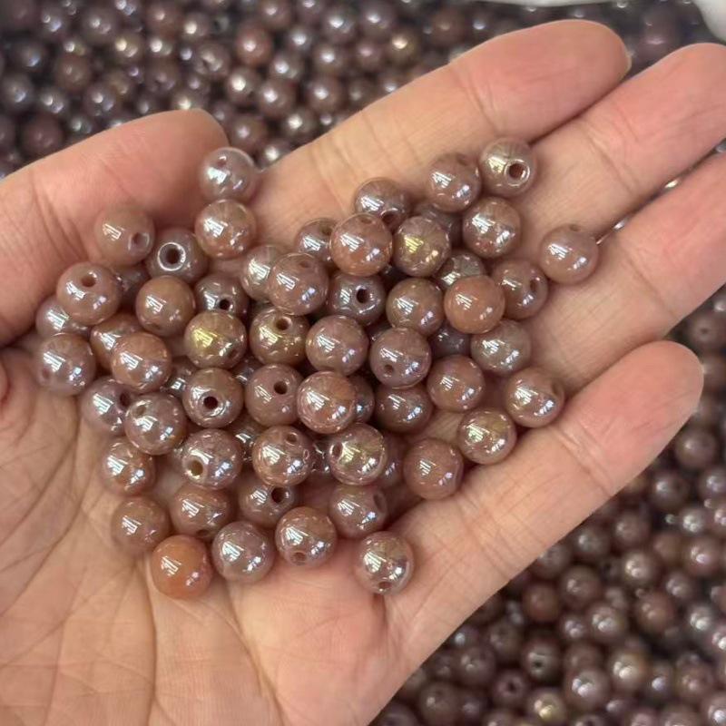 8mm Round Iridescent Tourmaline Beads for DIY Bracelets, Necklaces, Phone Straps, and Clothing Accessories