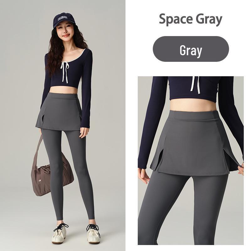 

Two-in-One Skirt Shorts with Pocket, Yoga & Tennis Ready, High-Waist Control for Spring/Fall. L [105-120 lbs]