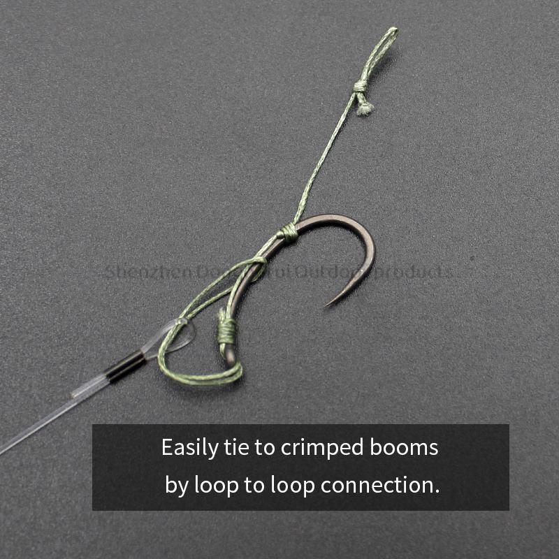 3pcs/pack Carp Fishing Line Loop Rig 35LB/15.9kg KLOR HOOK Size 2 4 6 8 Ready-Tied Soft Hook Link Sections Combi Rig Hair Rigs Carp Fishing Tackle