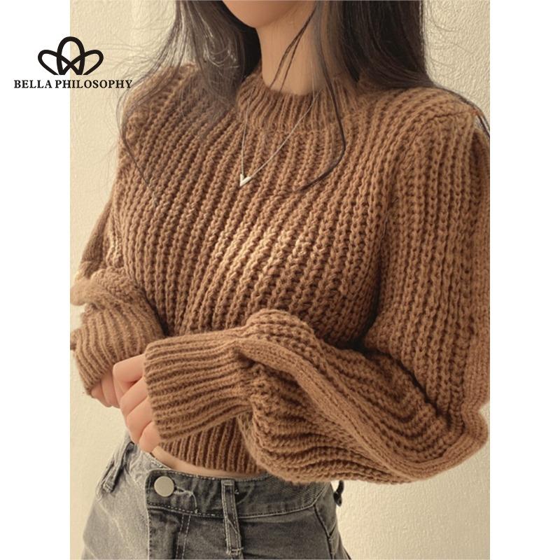 

Повсякденний светр у корейському стилі, рожевий, з буфами, м’який восковий повсякденний светр, осінь, зима, нова мода, вільний однотонний в’язаний светр onesize