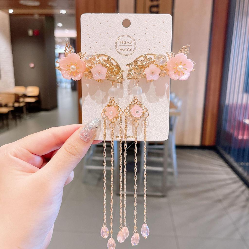 Chinese Style Hanfu Hairpin Set for Girls - Includes Hair Clips, Swaying Tassels, and Butterfly Accessories