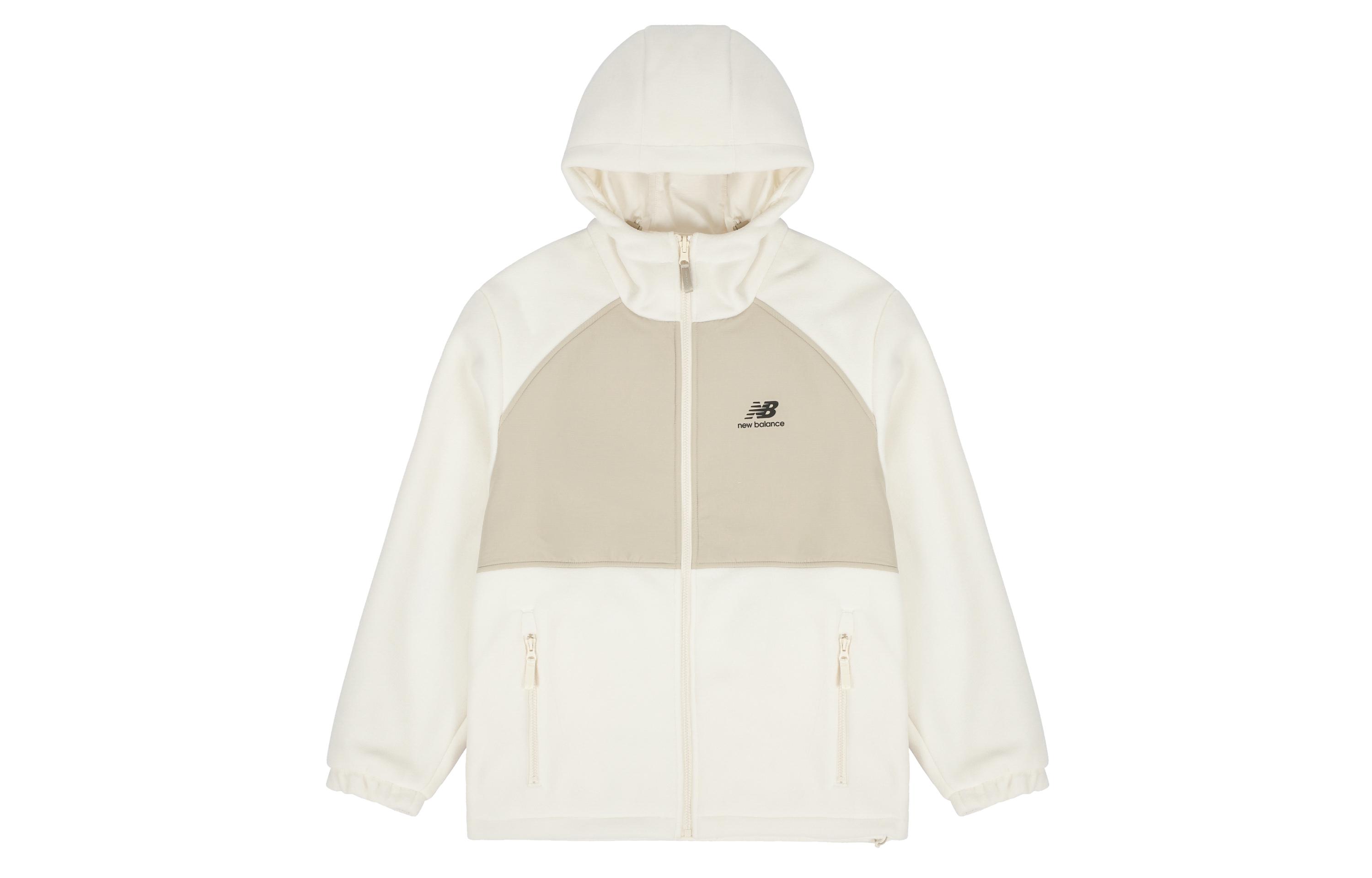 New Balance Velvet Jackets Unisex Ivory Hooded Moderate AMJ13383-MSU L