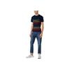 Polo Ralph Lauren SS22 Camiseta Masculina de Manga Curta com Gola Redonda Listrada Tops Azul 860413-001