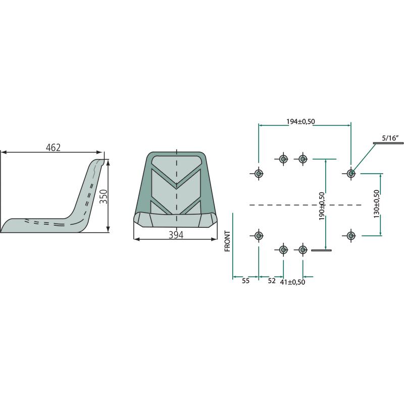 Black PVC seat 395 x 350 suitable for Kubota