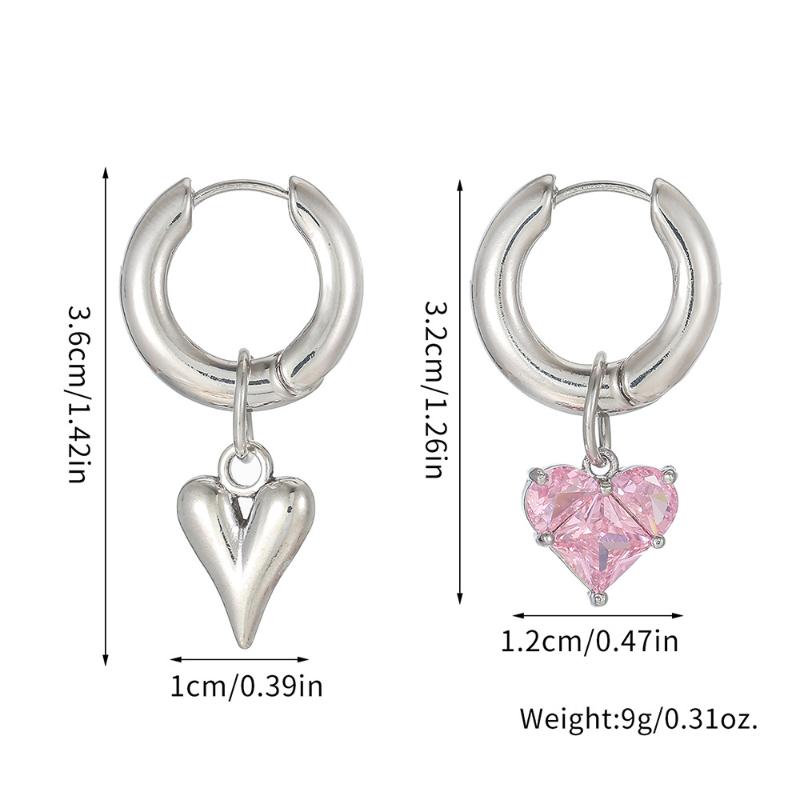 Pink Love Heart Zircon Pendant Earrings For Women Earrings Party Gifts Earrings For Women Jewelry Accessories