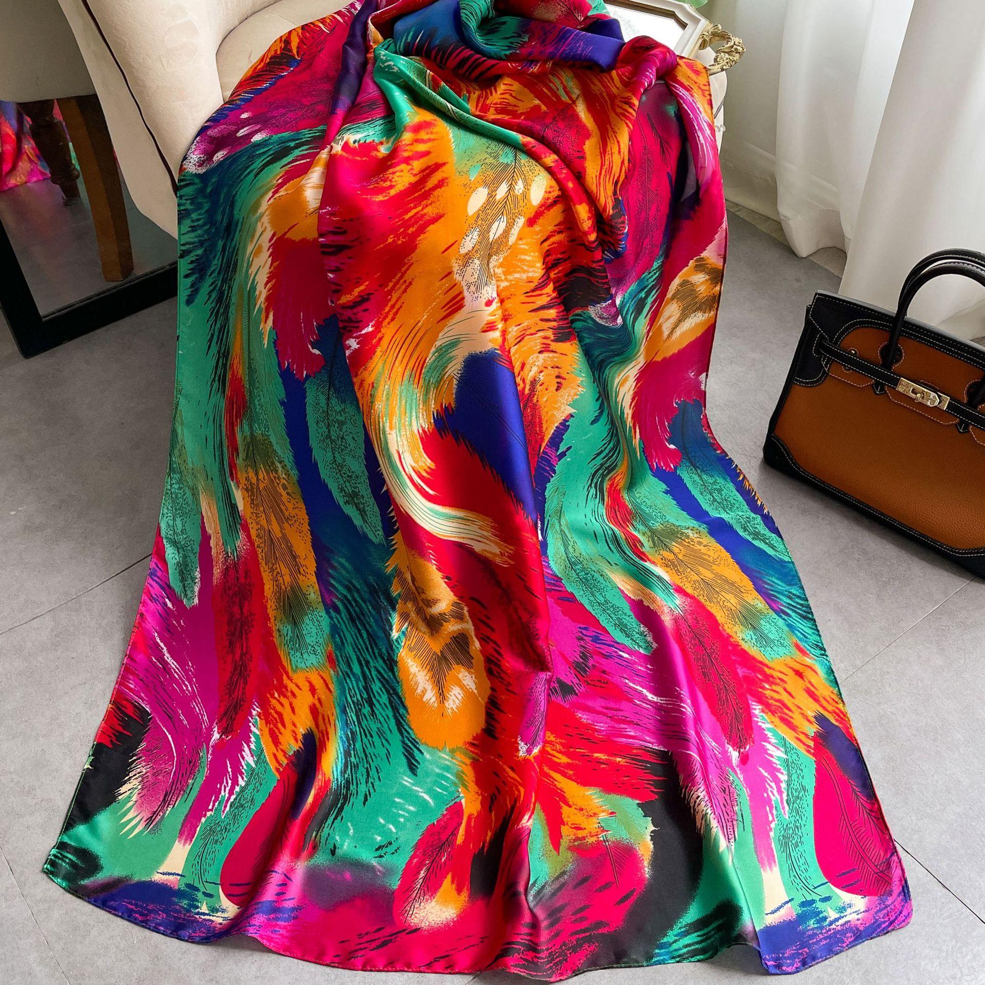 

Высококачественные роскошные шелковые шарфы, повязка на голову, шарфы, шейный шарф для женщин, шелковый шарф с цепочкой, женская декоративная шаль 180*90cm розовый