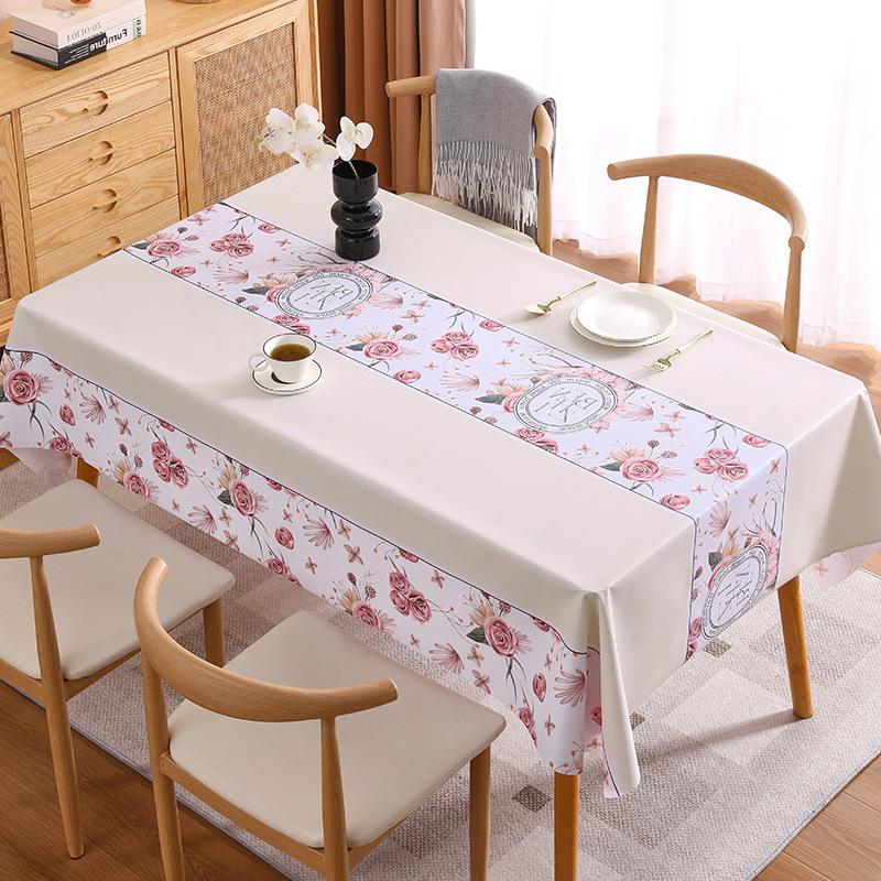 Fata de masa din PVC rezistenta la apa si la ulei Ins Tea Fata de masa rectangulara minimalista florala