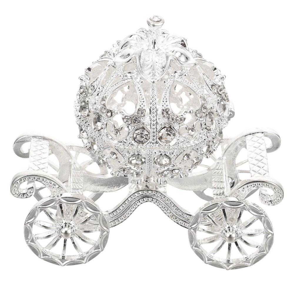 Desktop Ornament Enamel Jewelry Box Rhinestone Crystal Pumpkin Carriage Trinket Box Collectible