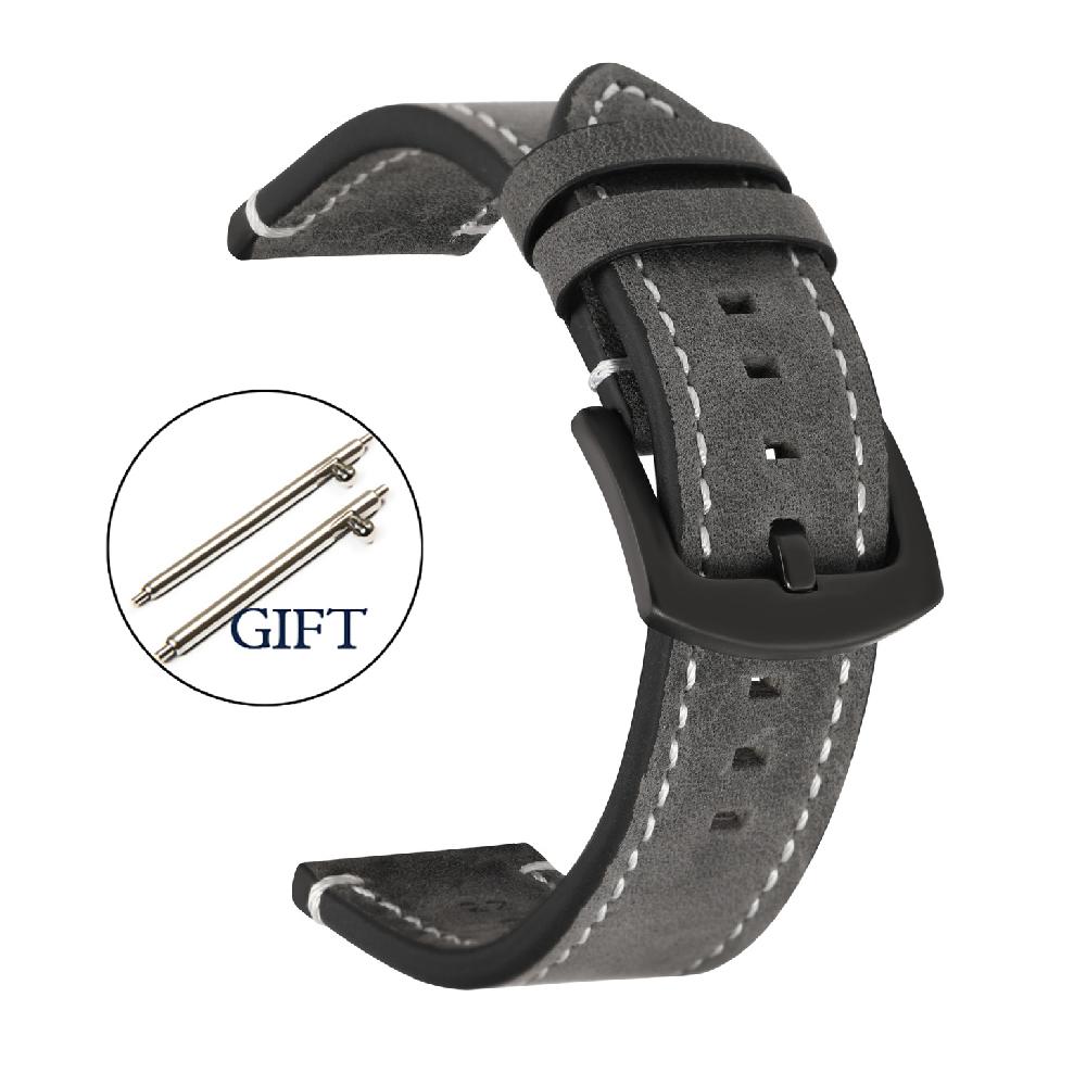 Genuine Retro Leather Watch Strap 20mm 22mm 24mm Vintage Strap 18mm Quick Release Men Universal Replacement Bracelet Accessories