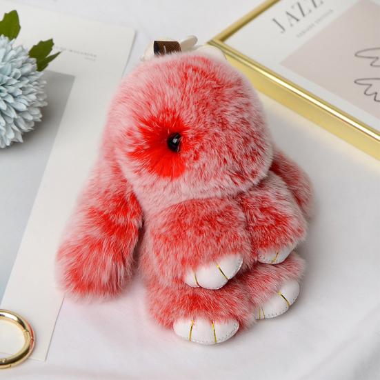 Frosted Bunny Plush Keychain 15cm Soft Faux Rabbit Fur Pendant for Bags Keys Cute Standing Stuffed Animal Adorable Birthday Gift for Girls Rabbit