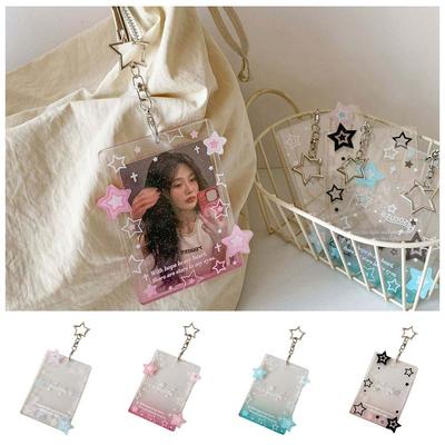 With Keychain Korean Style Card Holder Polaroid Photo Transparent Star Student Card Cover Pendant Card Case ID Card Holders