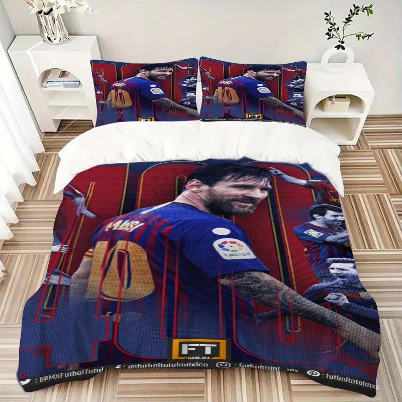 Barcelona Legend Messi Print 3Pcs Bedding Setduvet Cover With 2 Bedropillowcase Home Birthday Gift