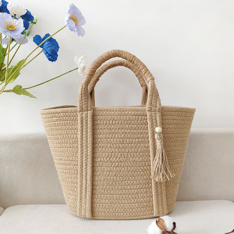 Women Handbags New Ins Simple Fashion Versatile Cotton Rope Woven Bag Straw Woven Bag Holiday Beach Bag Bags 2024 summer