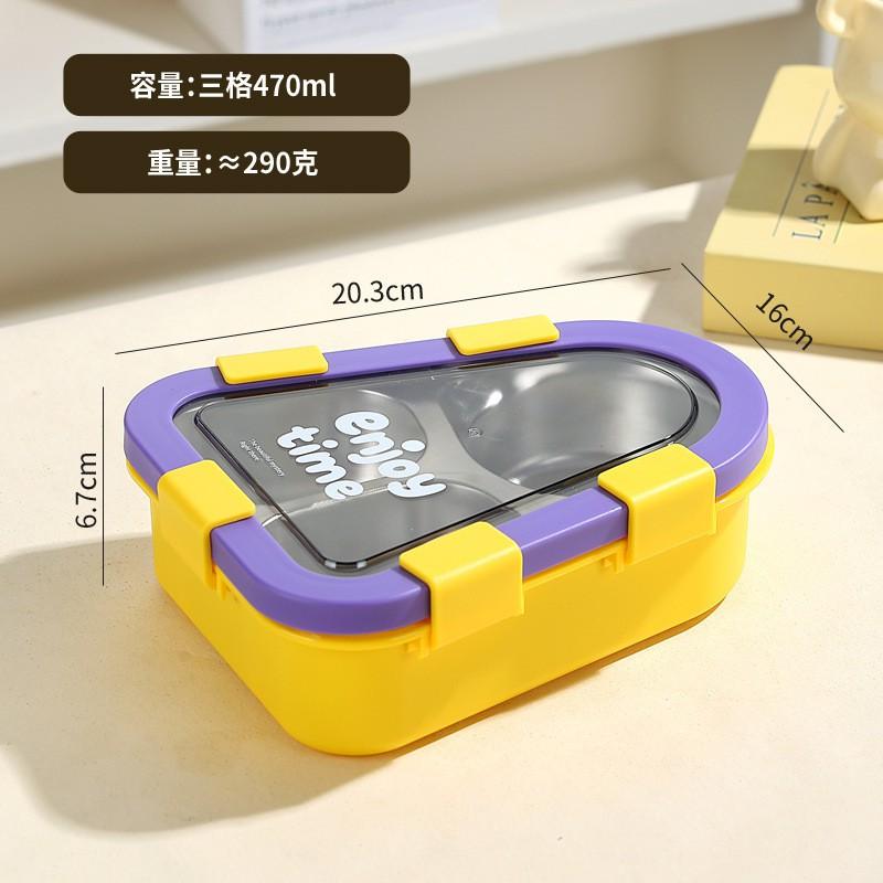 Stainless Steel Lunch Box Students Office Workers - 3-Compartment Bento Container With Lid Utensils Triangular Shape