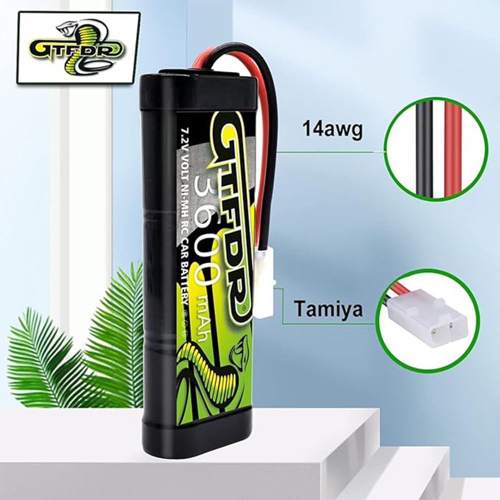 GTFDR 3600 mAh 7,2 V NiMH mit explosiver Leistung, ausgestattet mit Tamiya-Anschluss, für ferngesteuerte Autos. Ideal für Funksteuerung und auch
